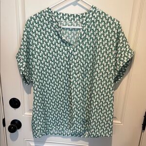 Green Patterned Women's Top